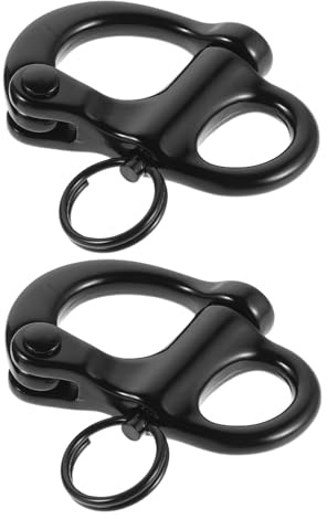 Toyvian Lot de 2 Manilles à Ressort Autobloquantes 52 Mm en Acier Inoxydable Noir, Matériel Marin pour Bateau, Clips de Plongée à Dégagement Rapide et Émerillons Pivotants, Accessoires