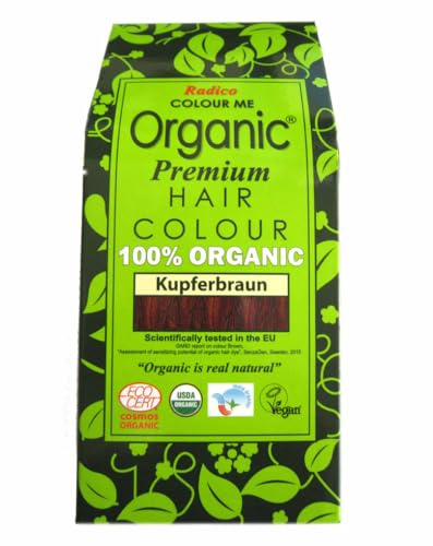 Radico Colour Me Organic Tinte para el pelo vegetal, 100% vegetal, vegano, sin amoniaco ni peróxido, Ecocert & USDA orgánico, hierbas naturales para colorear el cabello (marrón cobre)