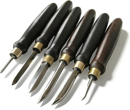Juego de herramientas de grabado en placa de cobre, 6 instrumentos profesionales de acero de alta dureza para impresión y grabado en madera