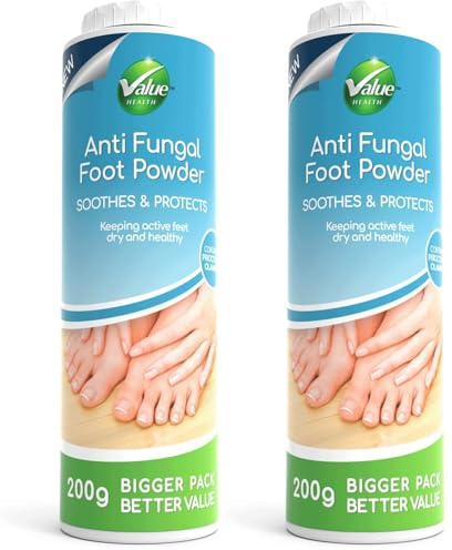 Value Health Anti Fungal Foot Powder - 200g - Soothes & Protects - New 2025 Bigger Pack Better Value (200g) (Pack of 2)