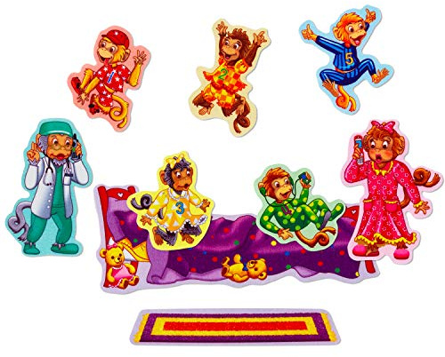 Little Folk Visuals Five Monkeys Jumping on the Bed Precut Felt Pieces, 9 Pieces Set