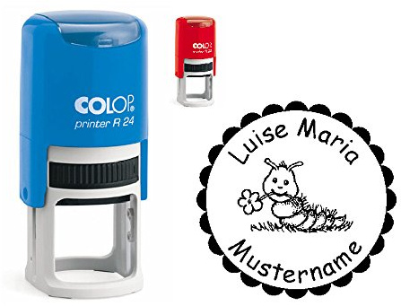 Stempel Kinderstempel - RAUPE mit Blümchen - mit persönlichem Namen