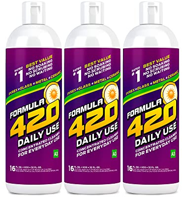 3 Pack - Formula 420 Daily Use Concentrated 16oz. Makes 32oz. Glass, Pyrex, Metal and Ceramic Cleaner