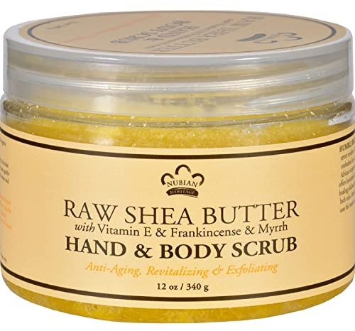 Manos y cuerpo Scrub, manteca de karité sin procesar 12 oz (340 g) - Patrimonio nubio