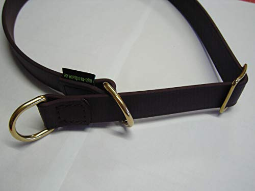 MJH super weiches Zugstopp Halsband, 25mm breit, schwarz, vernäht, Messingbeschläge
