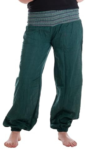 Vishes - Alternative Bekleidung - Sommer Chino Haremshose aus Baumwolle mit super elastischem Bund - handgewebt