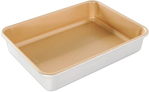 Nordic Ware Naturals Non-Stick 9 x 13 Rectangular Cake Pan, Natural Aluminium Baking Tin with Superior Heat Conductivity, Premium Bakeware Made in the USA, Silver