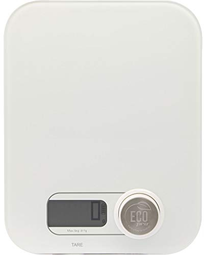Weis Eco Pro Küchenwaage aus Kunststoff und Glas in der Farbe Weiß, Maße: 19cm x 24,5cm x 4,2cm, 10531