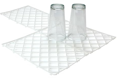 We Can Source It Ltd – White Plastic Interlocking Glass Mats 8 x 12 Inch - Non-Slip Bar Shelf Liner for Pubs, Bars, Restaurants, Cafes – Protects Surfaces, Easy to Clean and Durable - Set of 40