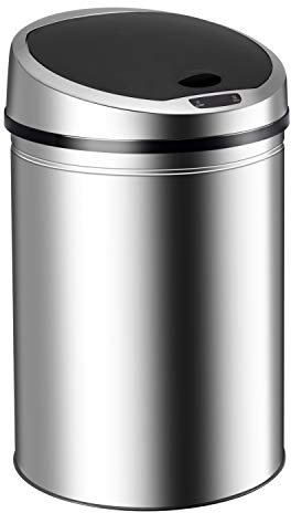 Ribelli Edelstahl Mülleimer 40 Liter - Abfalleimer mit Sensor - automatisches Öffnen und Schließen - Klemmring für Müllbeutel - abnehmbarer Deckel - mit LED-Funktionsanzeige (chrom)