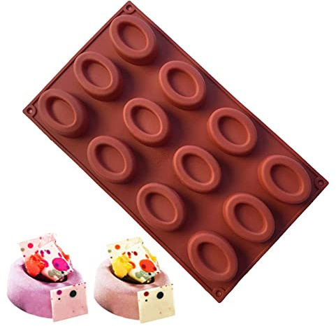 MKNZOME 12 Mulden, Silikonform, Silikon, für Kuchendekoration, Pudding, Gelee, Süßigkeiten, Schokolade