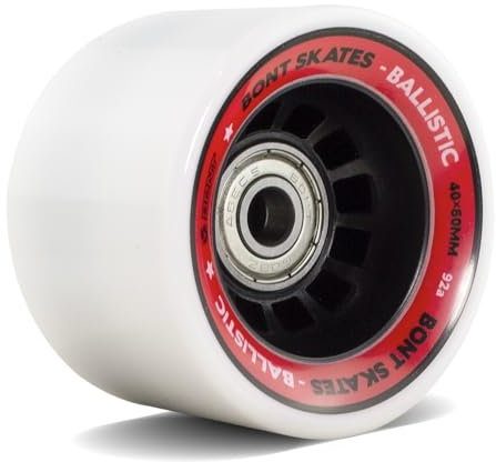 Bont Ballistic Roller Skate Wheels with Bearings, Indoor Outdoor Quad, 60x40mm 92A, Pack of 8, White