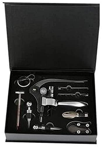 llxyzrzbhd Korkenzieher Wein WeinöFfner Hebel FlaschenöFfner Release Rotwein Flaschenöffner Set Legierung Kaninchenöffner Stopper Ausgießer Set in Box 929(Color:Silver Color)