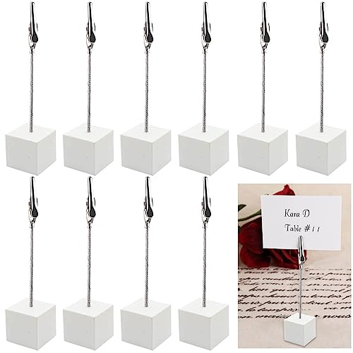 Supporto Clip Memo, 10 Pezzi Memo Clip Titolare Stand Supporto, Porta Foto con Clip, Porta Appunti/Foto Verticale Mollette, Foto Cubo, Bianco