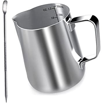 Homearda Milchkännchen, Milk Pitcher -Milchkanne aus Edelstahl, Milch Aufschäumen für Cappuccino und Latté, (350ml)