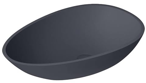 StoneArt Waschbecken Mineralguss Aufsatzwaschbecken Waschtisch Handwaschbecken Waschschale für Bad und GÄSTE WC LC150 60x35cm beton-grau matt