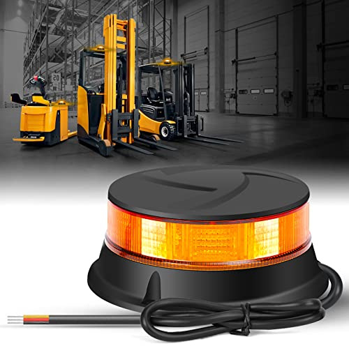 DAYSEN LED Amber Beacon Strobe Light, 4.2 Flashing Emergency Lights, Permanent Mount 360°Rotating Rooftop Safety Warning Light for Trucks Tractors Golf Carts UTV & ATV Car(Screw)