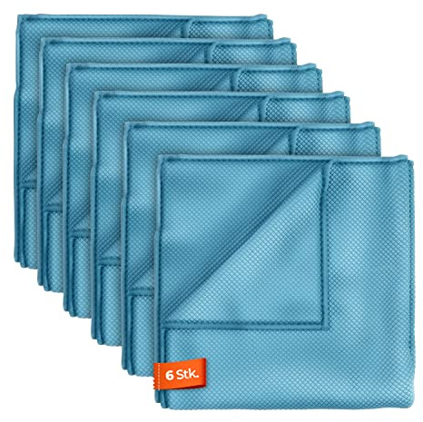 ADBL G Spezial-Glasreinigungstuch 300GSM (6 STK.) - Für schlierenfreie Glasoberflächen am Fahrzeug - Premium Glastuch für Auto & Motorrad - Glas kristallklar reinigen polieren | 40x40cm