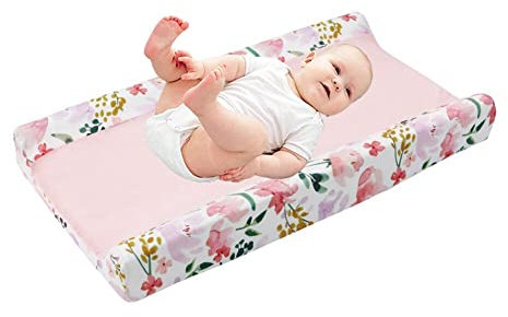 Uposao Baby Bezug für Wickelauflage,Superweich Atmungsaktiv Blumenmuster Wickelauflagenbezug Wickelbezug für Wickeltisch Baumwolle Polyester Baby Nursery Windel Wickelunterlage Abdeckung 32''X 16 ''