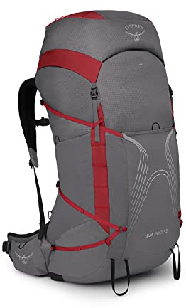 Osprey Damen Eja Pro 55 Rucksack, dale grey-poinsettia red, XS-S