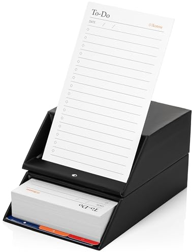 Notsu Centre Rise To Do List Lot de 50 cartes verticales pliables de 7,6 x 12,7 cm, intercalaires d'index de productivité, support de cartes de bureau (noir)