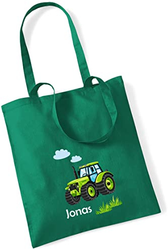 minimutz Jutebeutel Jungen Traktor Trekker | Stofftasche aus Baumwolle Kinder | Kinderbeutel Tragetasche für Kita Kindergarten Wechselwäsche