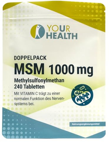 Doppelpack: MSM 1000 mg; Methylsulfonylmethan; mit Vitamin C - 240 Tabletten