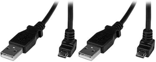 StarTech.com 2m Micro USB Cable Cord - A to Down Angle Micro B - Down Angled Micro USB Cable - 1x USB A (M), 1x USB Micro B (M) - Black (USBAUB2MD) (Pack of 2)