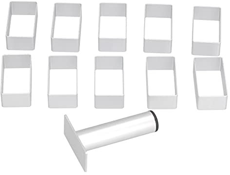 MUNEFE Moule à Gâteau En Acier Inoxydable, Ensemble De Moules De Cuisson, Outil De Pâtisserie à la main Pour Biscuits, Pâtisserie, Fondant, Pâte, Fudge, Pain Aux Fruits Mous(Large rectangle)