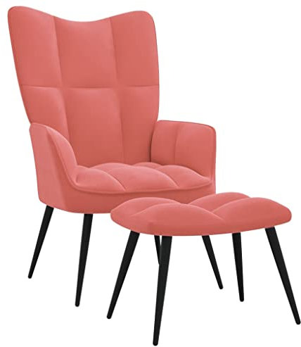 DYRJDJWIDHW Sessel,stillsessel,schaukelstuhl Wohnzimmer,Relaxsessel mit Hocker Rosa Samtpapasansessel,relaxliege,Rocking Chair,stillstuhl,
