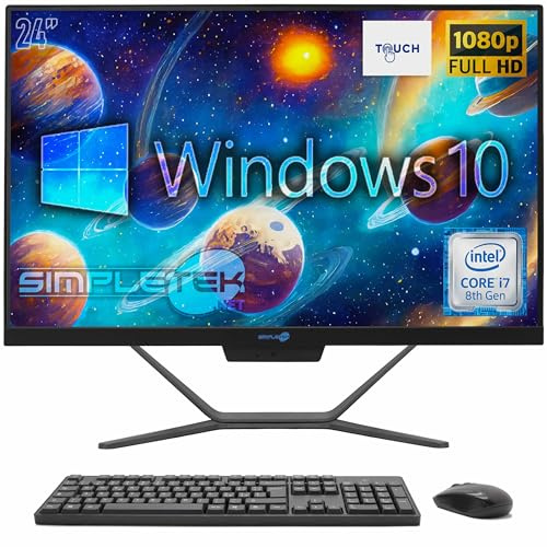 SIMPLETEK - PC All In One Touch | Intel Core i7 8° Generazione | Windows 10 Pro | 64GB RAM SSD 4TB | Webcam 2K Integrata | Schermo Touchscreen | BT 5.2