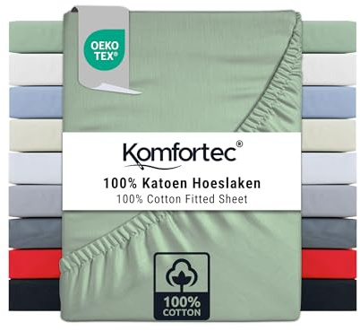 Komfortec Spannbettlaken Jersey 100% Baumwolle – 200x200 cm – 135g/m² – Weich, Atmungsaktiv & Hautfreundlich – Mit Rundumgummi – Oeko-Tex Zertifiziert – Für Boxspring, Topper & Matratzen – Hellgrün