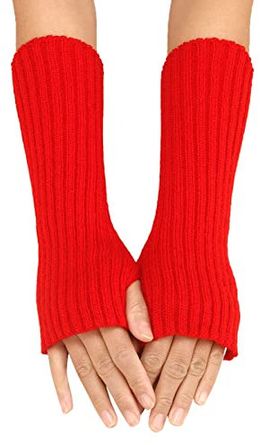 Fulidngzg Fingerlose Handschuhe Damen Teenager Mädchen Thermo Armstulpen Handstulpen Touchscreen Y2K Pulswärmer Strickhandschuhe Ohne Finger Wolle Warm Winterhandschuhe
