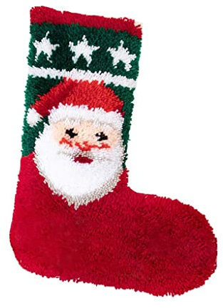 Oshhni Chrismas Model Latch Hook Kits Tape 20 By 16.5 Inches Christmas Stockings (1, Santa Claus