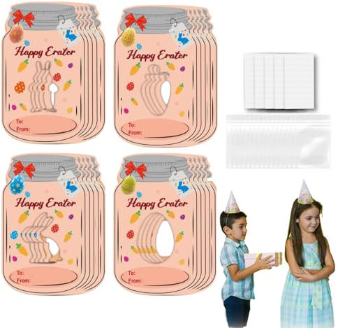 EUBEISAQI Frohe Ostern-Karten,Frohe Ostern-Grußkarten - Osterkarten in Flaschenform - 20 Stück Hasen-Ostereier-Grußkarten für Kinder, Jungen und Mädchen