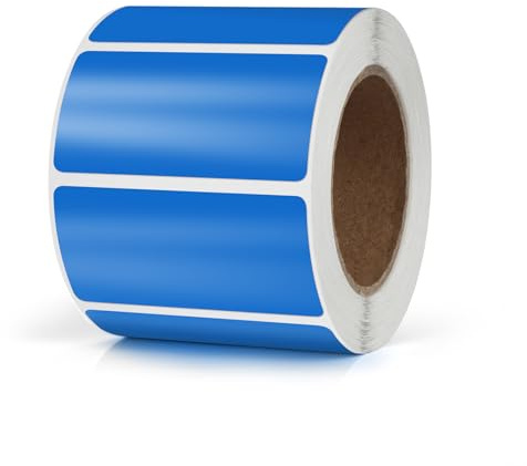Meitaat Blå rektangelklistermärken 50 x 25 mm färgkodning rektangulära etiketter vinylrulle självhäftande vattentät avtagbar 500 st