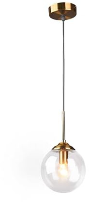 Tropibed Industrielle Vintage Glaskugel Pendelleuchte, Kreative Hängeleuchte 15cm Glas Lampenschirm, Lampenfassung E27 Glas Hängeleuchte Für Küche Schlafzimmer Wohnzimmer Kronleuchter (Klar)