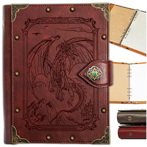 DUROTAN DND Dragon Tagebuch, einzigartiger A5-Ordner, 400 Seiten, für Dungeons and Dragons, Geschenk, D&D-Zubehör, Skizzenbücher, Tageskalender