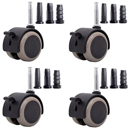 CZAOERXB 4-teilige Lenkrolle 50 mm/2 Zoll, Doppelrolle mit Bremse, Nylonrolle für Bürostuhl, ausgestattet mit DREI Steckhülsen, Tragfähigkeit 25 kg pro Rolle, 2 Zoll/50 mm (2 Zoll/50 mm)