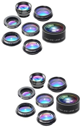 jojofuny 2stücke Handy Kamera Objektiv Fischaugenlinse Ultra-weitwinkel Makro Teleconverter Polarisationslinse Starlight Scope Kaleidoskop Linse Für Smartphones Schwarz
