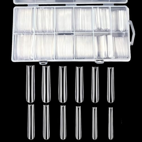 JZK 240x XXXL Transparente künstliche Fingernägel Set, extra lang vollständige Abdeckung konische quadratische Nagelspitzen für Acryl- und Gelnägel, 3XL Fingernagelverlängerung, Nagel Press on