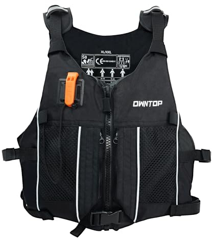 Owntop Aiuti per La Galleggiabilità per Adulti e Adolescenti con Zaino Idratazione, Fischietto e Tasche - Giubbotto Galleggiante Regolabile Gilet da Nuoto Unisex per Paddleboard, Kayak, Pesca, Vela