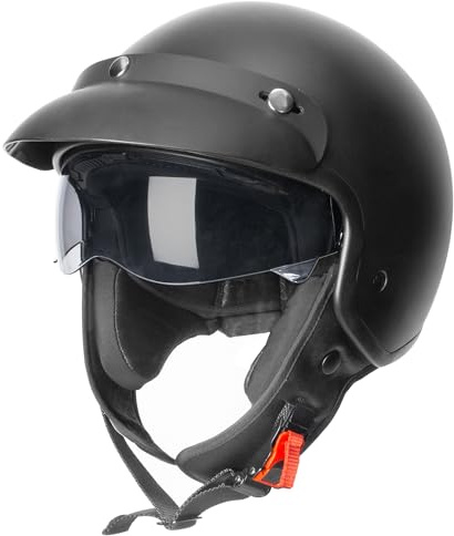 Zorax ZOR-605 Motorbike Open Face with Sun Visor - Matt Black S (55-56cm) | Motorcycle Crash Jet Helmet Unisex Road Legal Ece 22.06 Approved