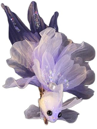 Saiyana Glitzer-Fisch, elegante Retro-Seitenklammer, Fisch-Haarspange, Glitzer, kreative Neuheit, Fisch-Prinzessin-Haarspangen,(Lila)