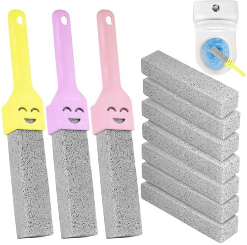 Nadinsta 7 pezzi di detergente per WC in pietra pomice, con 3 manici, bastone per pompa, blocco di pulizia per bagno, cucina, pietra per la pulizia di macchie, pietre urinarie, calcare