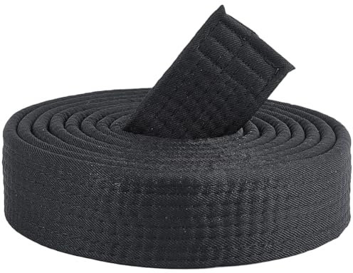 CREATCABIN Black Brazilian Jiu Jitsu Belt Polyester Martial Arts Belt Judo TKD Aikido Uniform Rank Belt Long Soft Universal BJJ Belts Taekwondo for Men Women Sports Training Equipment 9.84ft