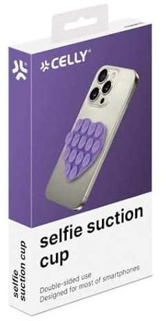 Celly, Ventosa a Forma di Cuore Per Telefono con Ventose in Silicone, Supporto Portacellulare Versatile, Colore Viola, 7,5 x 6 cm