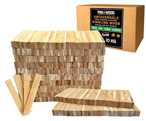 PINI Accendilegna da ardere in legno di quercia, 10 kg, per camino, barbecue, falò, braciere