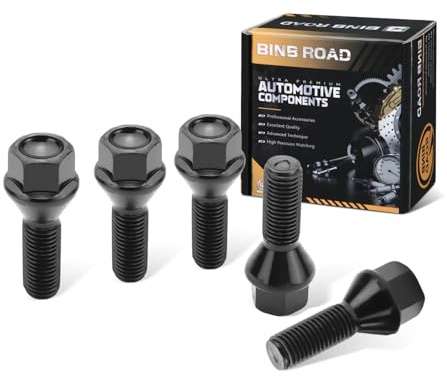 BINB ROAD 36136781150 Boulon de roue M12 × 1,5, noir, compatible avec BMW 1 3 5 X Z Series Mini 325i E46 E90, 5 pièces