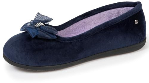 Isotoner Zapatillas zapatillas bailarinas para mujer flexibles, ultra cómodas y ligeras, confort tecnología everywear, EU,, azul marino, 37 EU